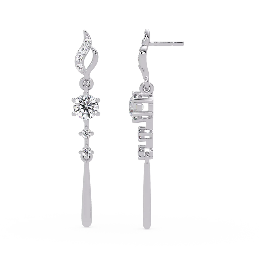 1 CT Long Drop Lab Grown Diamond Earrings