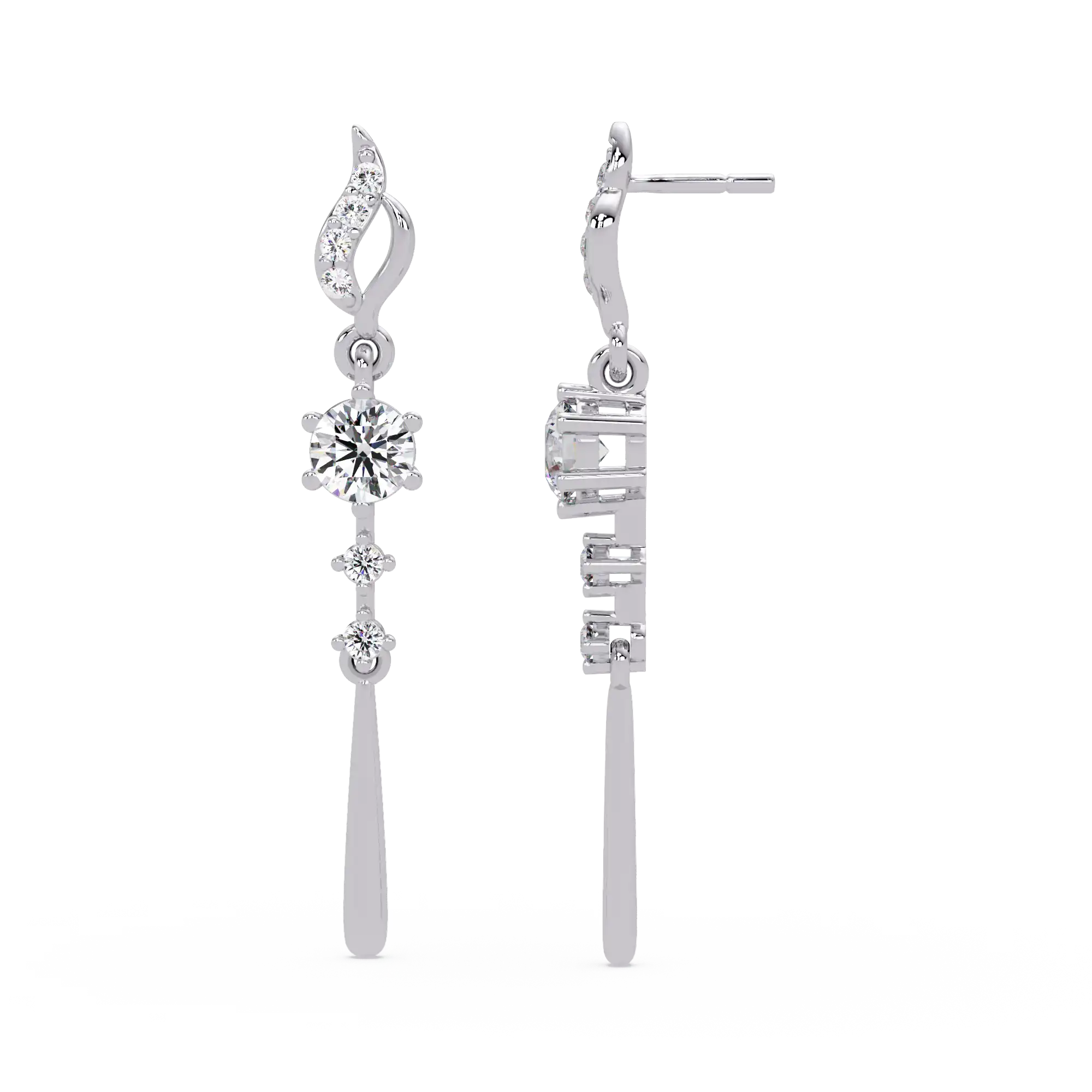 1 CT Long Drop Lab Grown Diamond Earrings