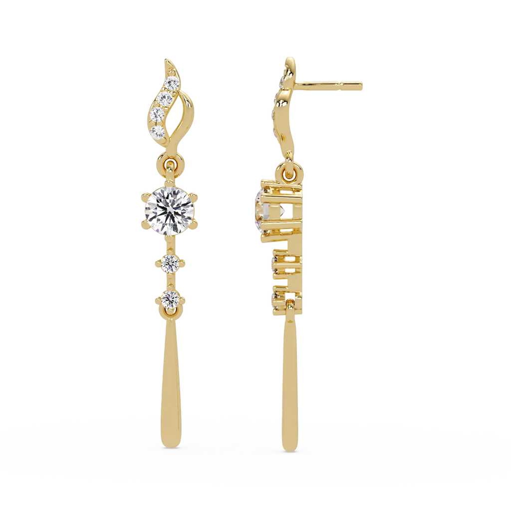 1 CT Long Drop Lab Grown Diamond Earrings