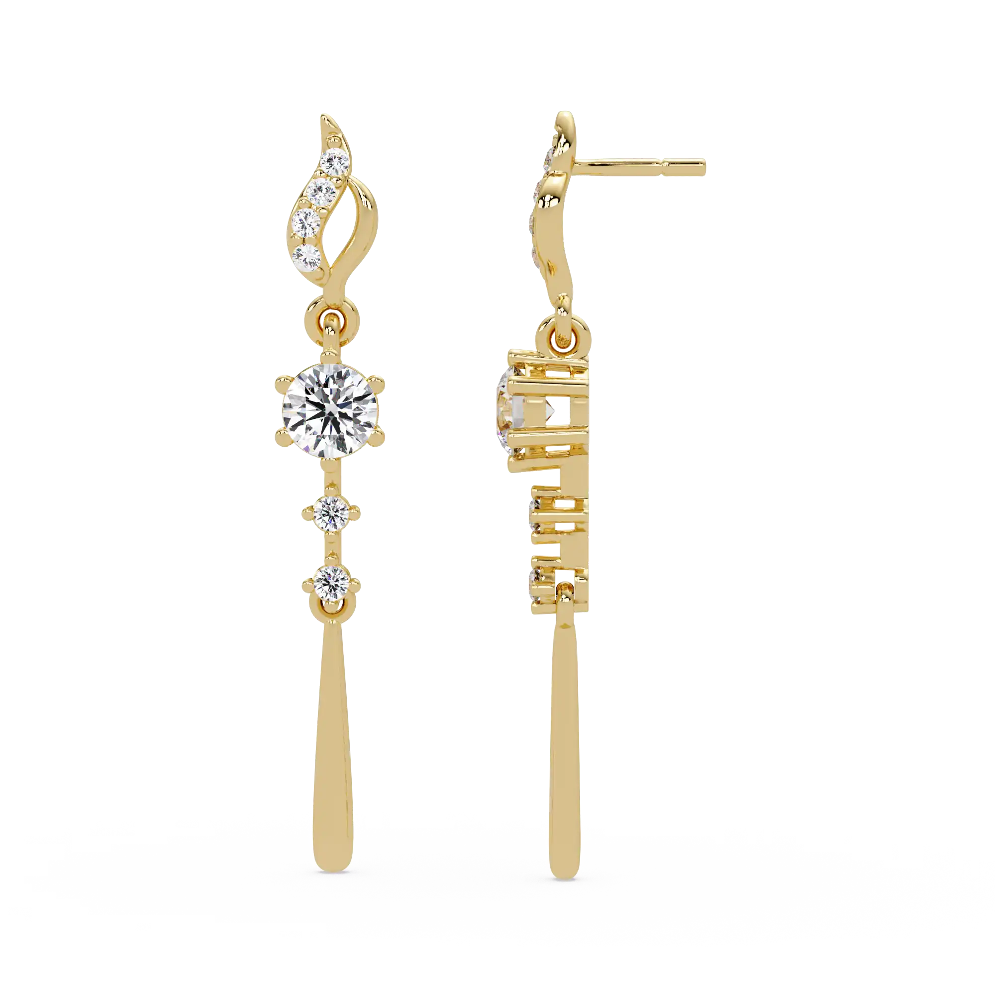 1 CT Long Drop Lab Grown Diamond Earrings