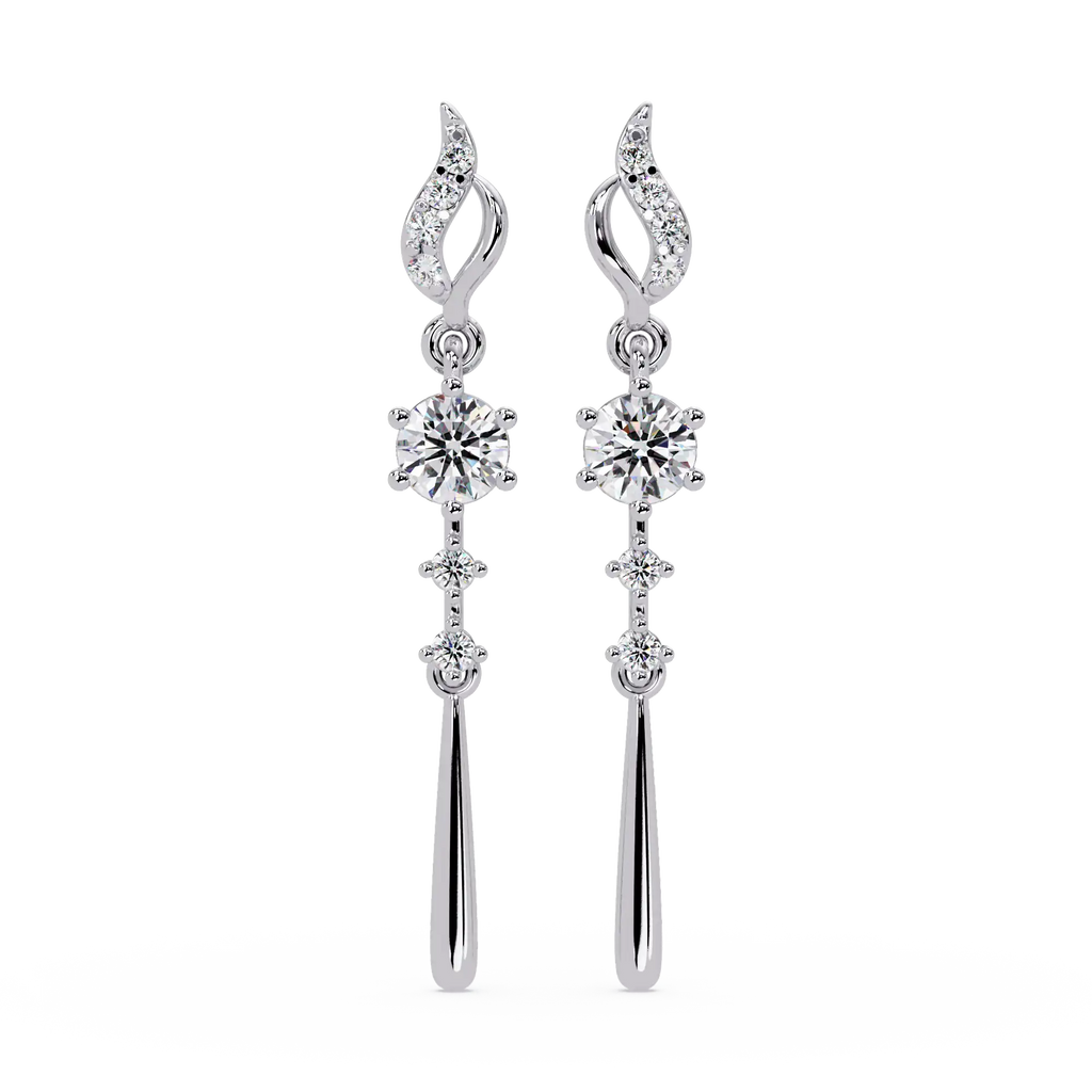 1 CT Long Drop Lab Grown Diamond Earrings