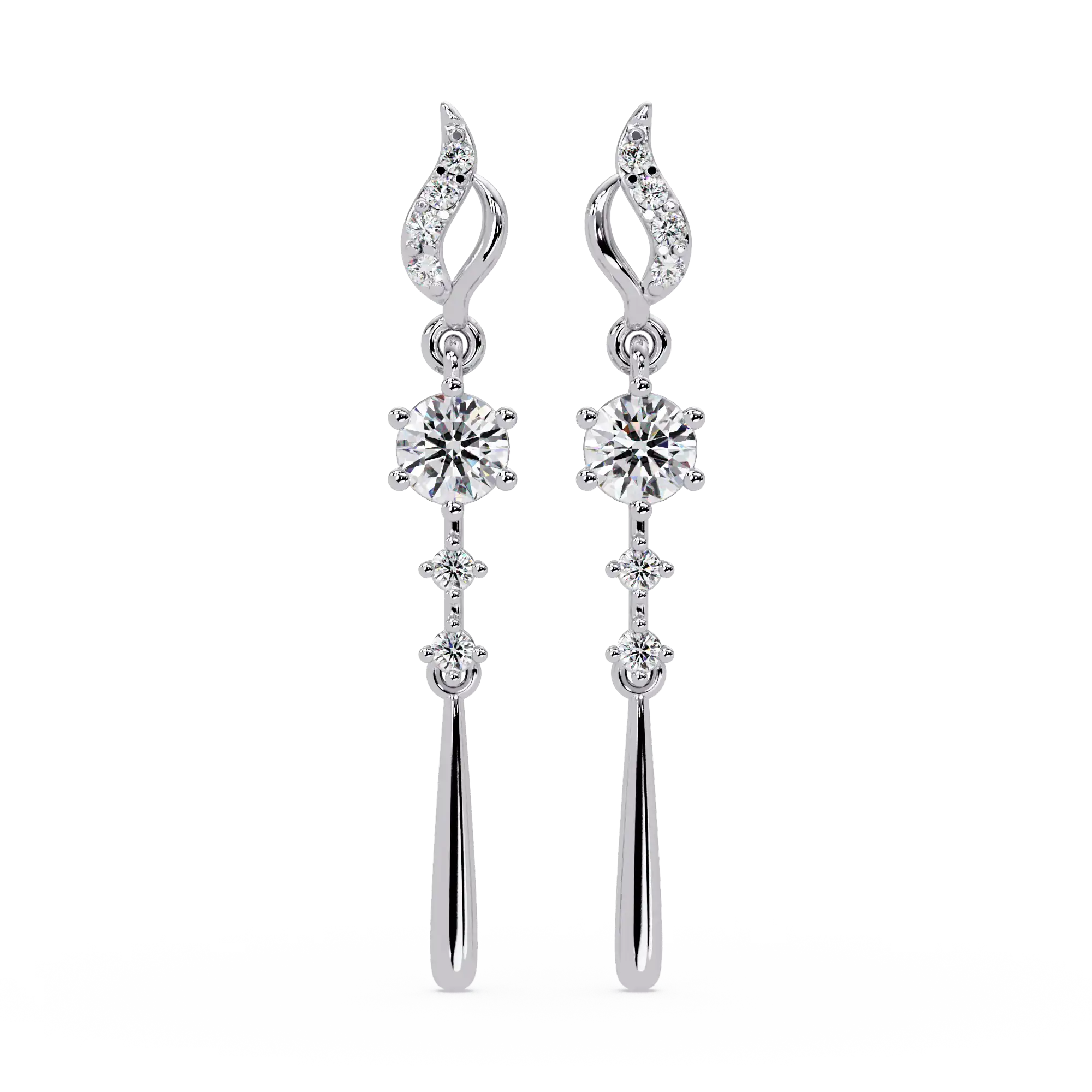 1 CT Long Drop Lab Grown Diamond Earrings