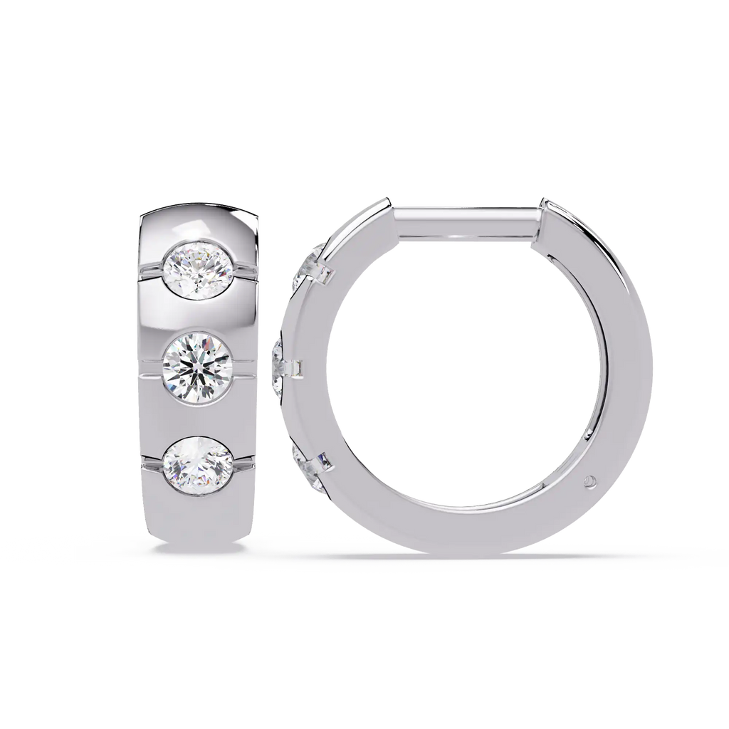 1 Carat Lab Grown Diamond Channel Set Hoop Earrings
