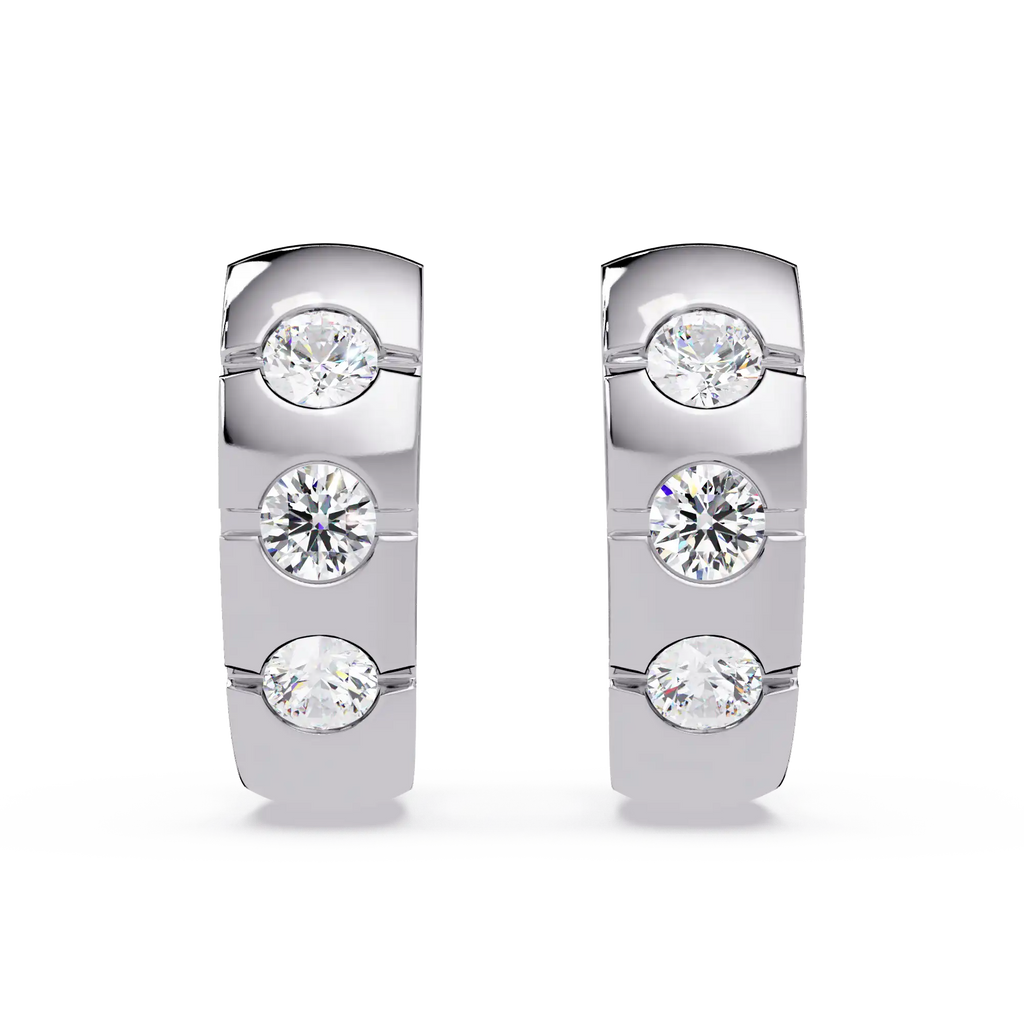 1 Carat Lab Grown Diamond Channel Set Hoop Earrings