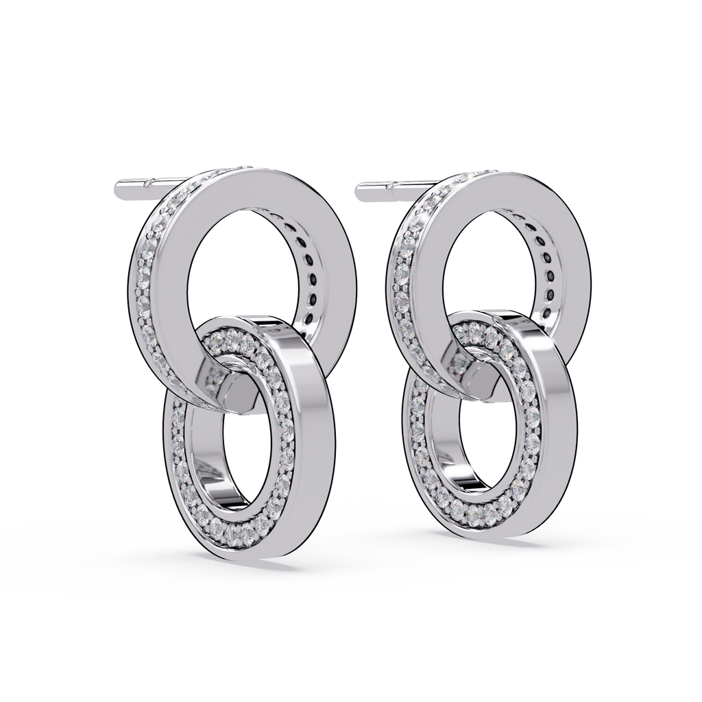 0.75 Carat Lab Grown Diamond Double Circle Earrings