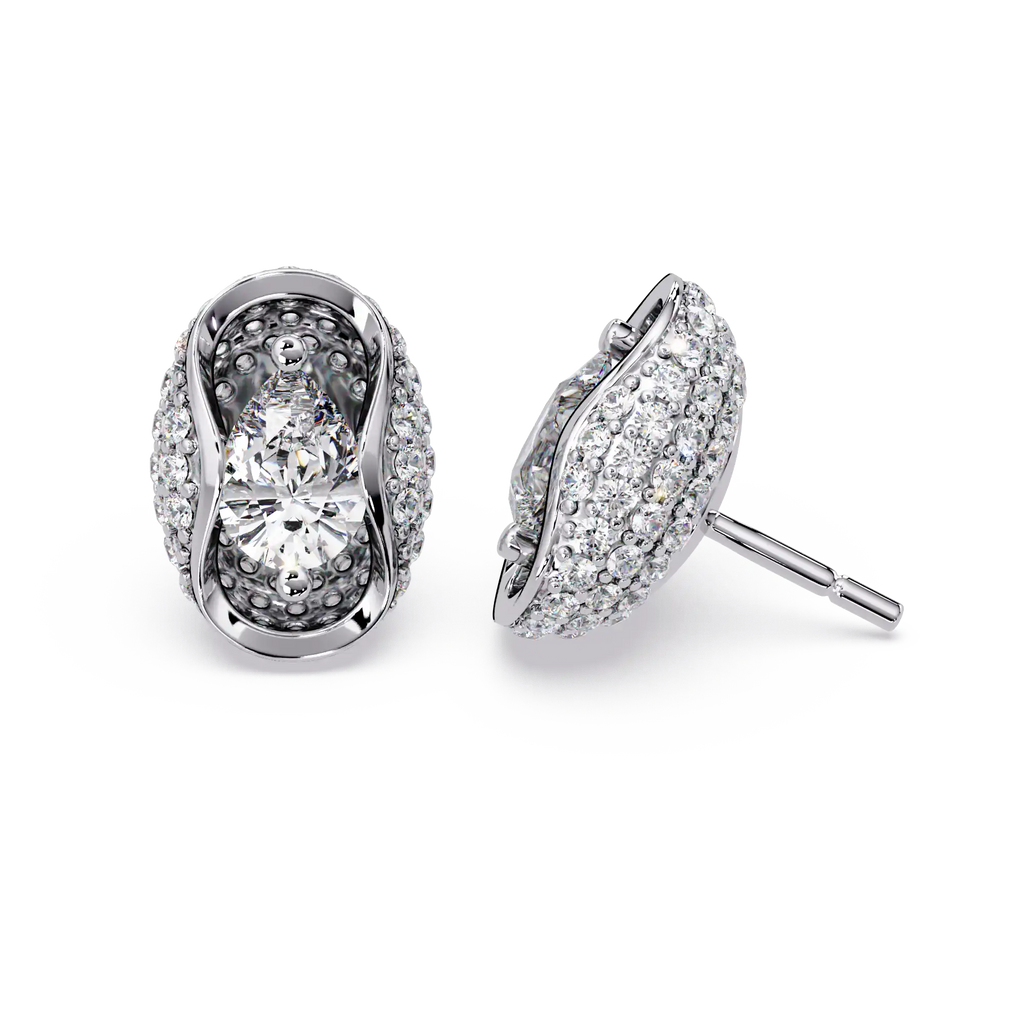 3.00 Carat Lab Grown Diamond Pear & Pavé Earrings