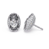 3.00 Carat Lab Grown Diamond Pear & Pavé Earrings