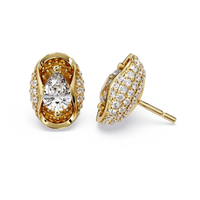 3.00 Carat Lab Grown Diamond Pear & Pavé Earrings