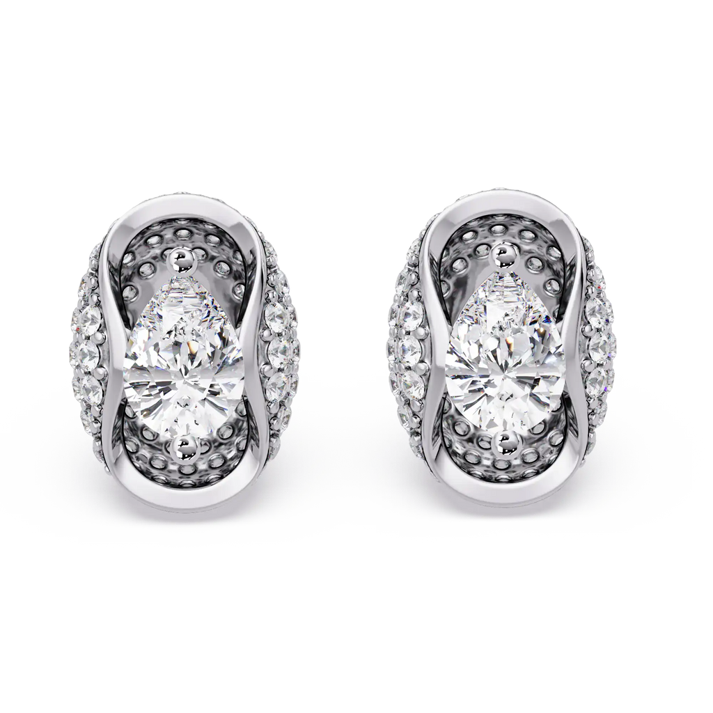 3.00 Carat Lab Grown Diamond Pear & Pavé Earrings