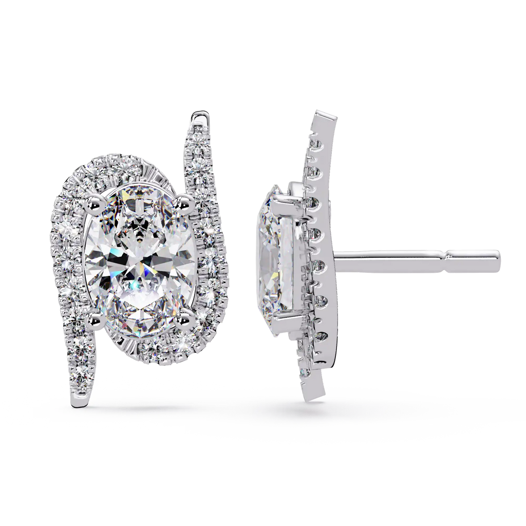 1.75 CT Oval Halo Lab Grown Diamond Earrings