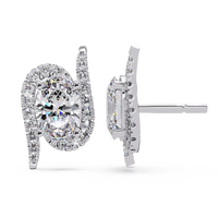 1.75 CT Oval Halo Lab Grown Diamond Earrings