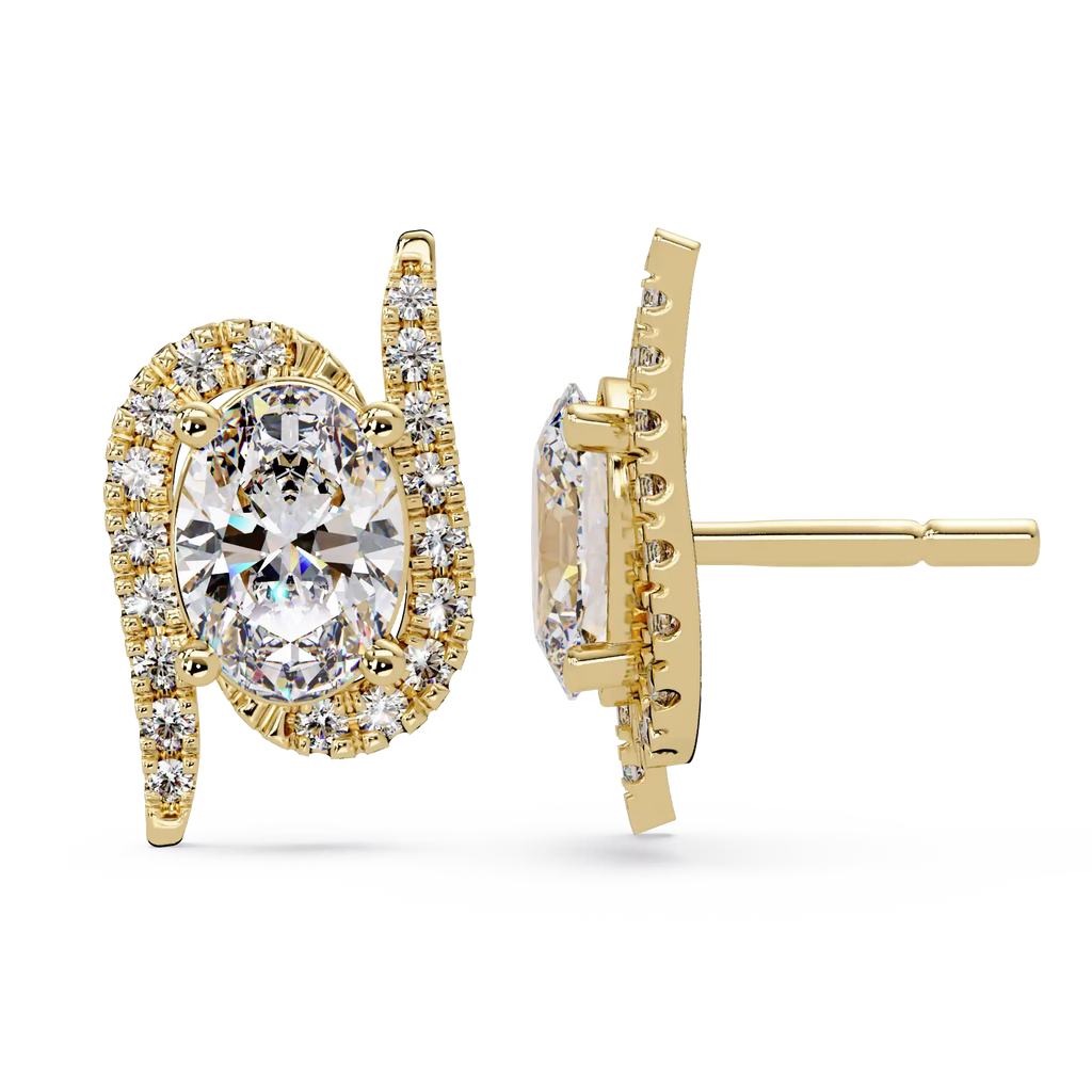 1.75 CT Oval Halo Lab Grown Diamond Earrings
