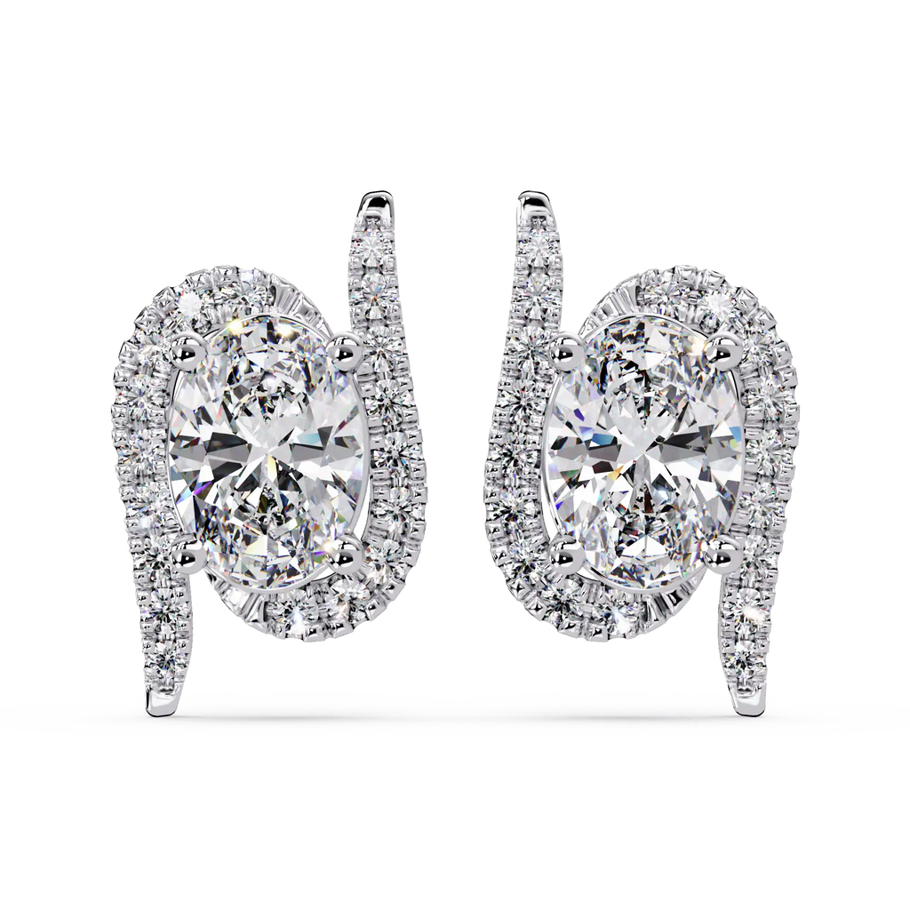 1.75 CT Oval Halo Lab Grown Diamond Earrings