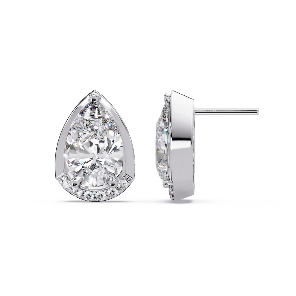 3.00 CT Pear Cut Lab Grown Diamond Earrings