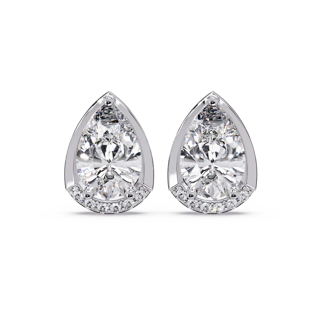 3.00 CT Pear Cut Lab Grown Diamond Earrings