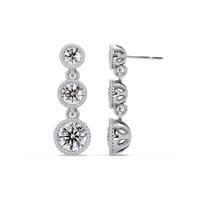 3.5 CT Three Stone Drop Lab Grown Diamond Earrings
