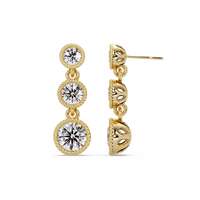 3.5 CT Three Stone Drop Lab Grown Diamond Earrings
