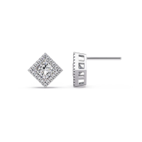 1.50 CT Princess Cut Halo Lab Grown Diamond Earrings