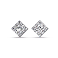 1.50 CT Princess Cut Halo Lab Grown Diamond Earrings