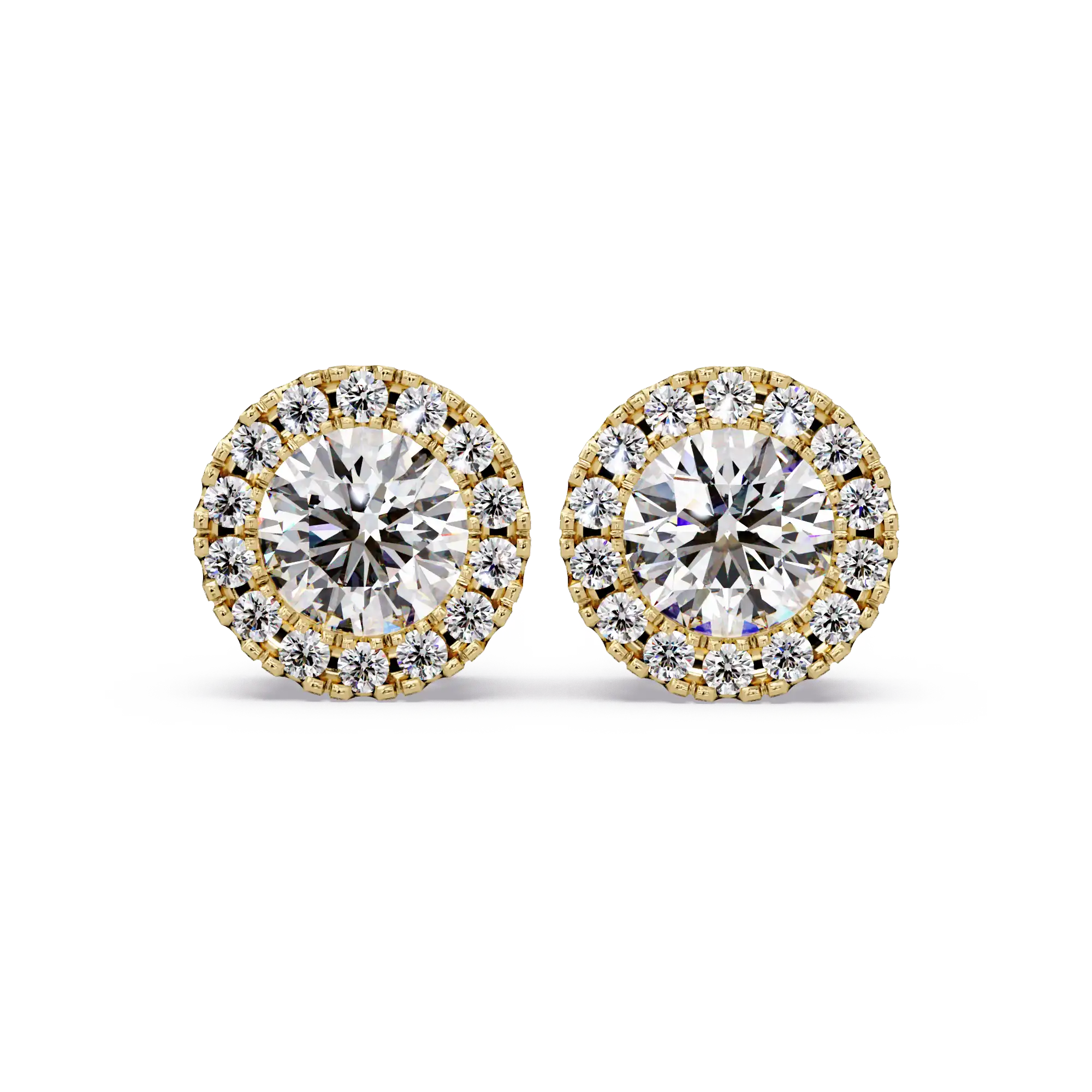 1.00 CT Round Halo Lab Grown Diamond Earrings