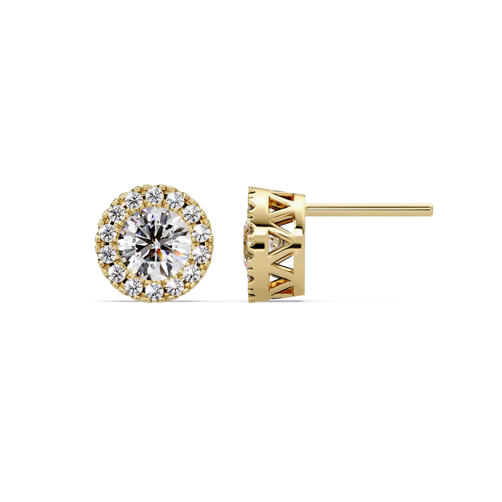 1.00 CT Round Halo Lab Grown Diamond Earrings
