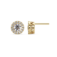 1.00 CT Round Halo Lab Grown Diamond Earrings