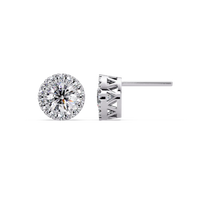 1.00 CT Round Halo Lab Grown Diamond Earrings