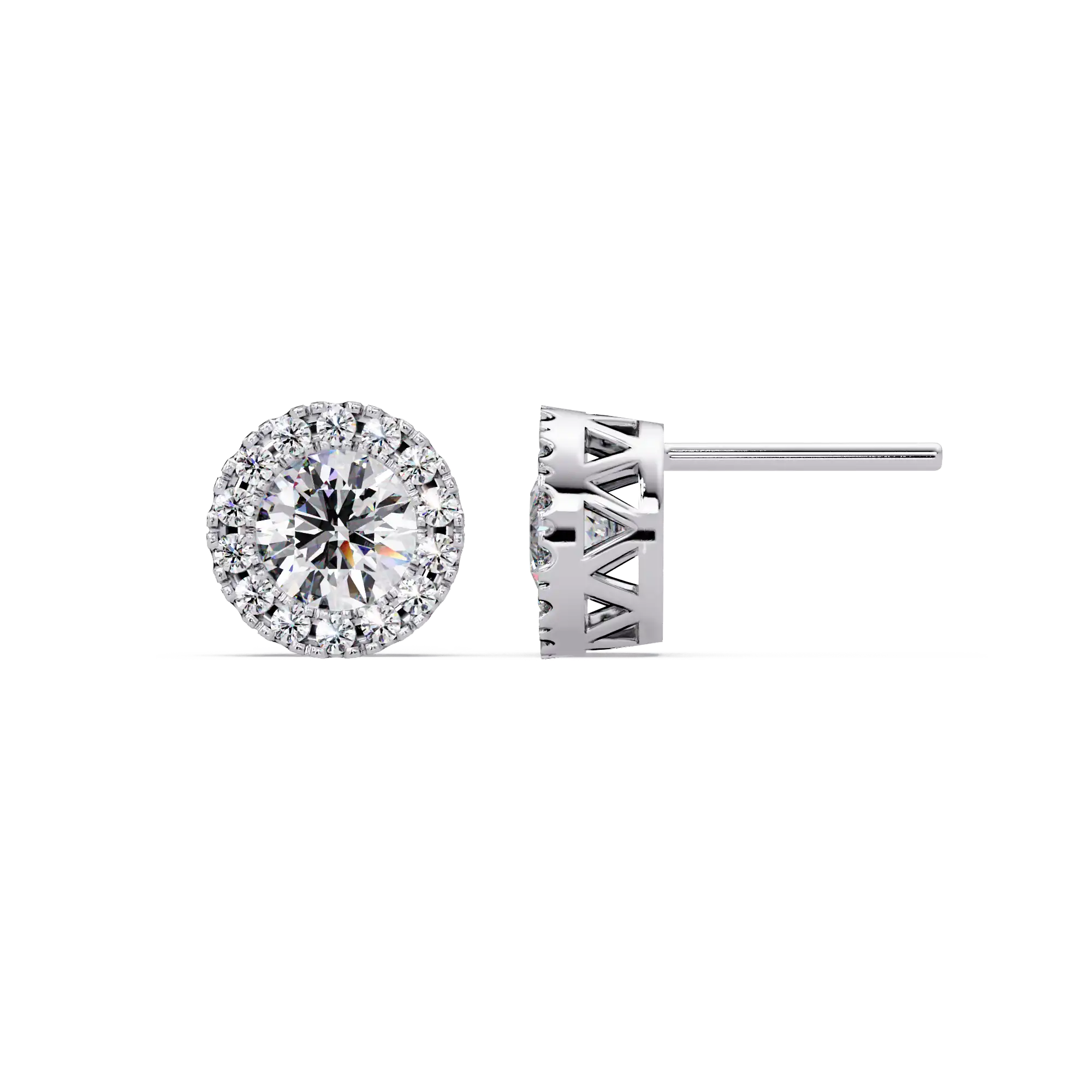 1.00 CT Round Halo Lab Grown Diamond Earrings