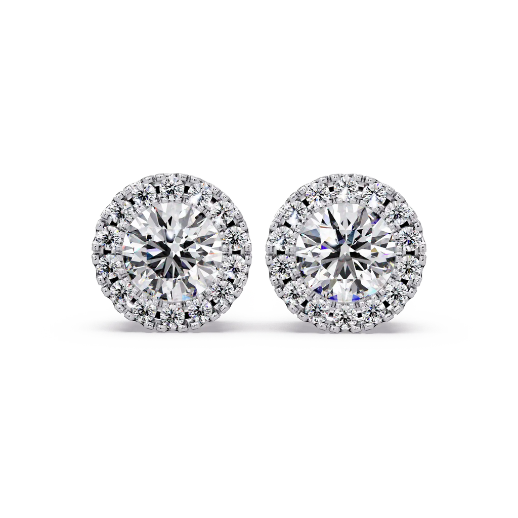 1.00 CT Round Halo Lab Grown Diamond Earrings