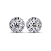 1.00 CT Round Halo Lab Grown Diamond Earrings
