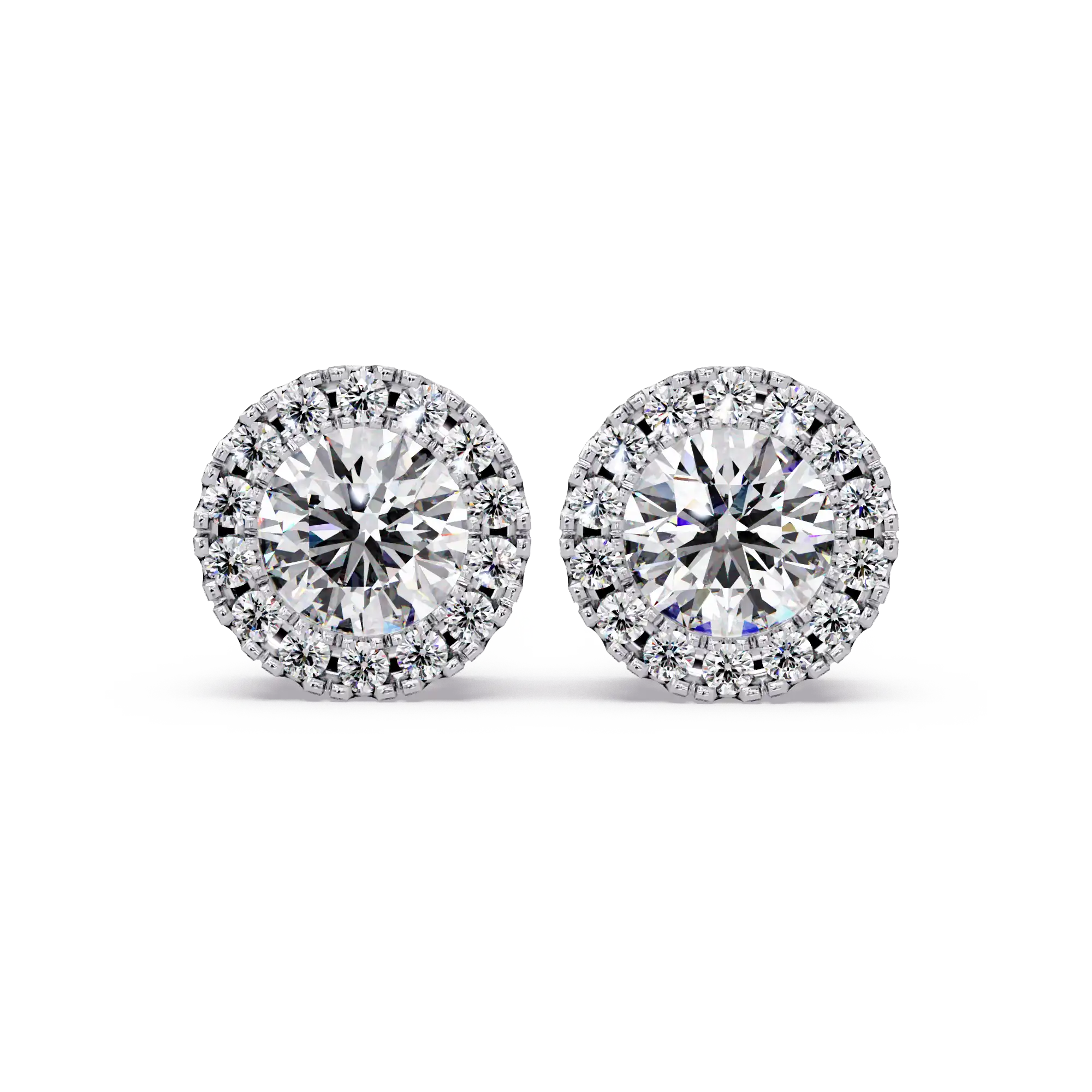 1.00 CT Round Halo Lab Grown Diamond Earrings
