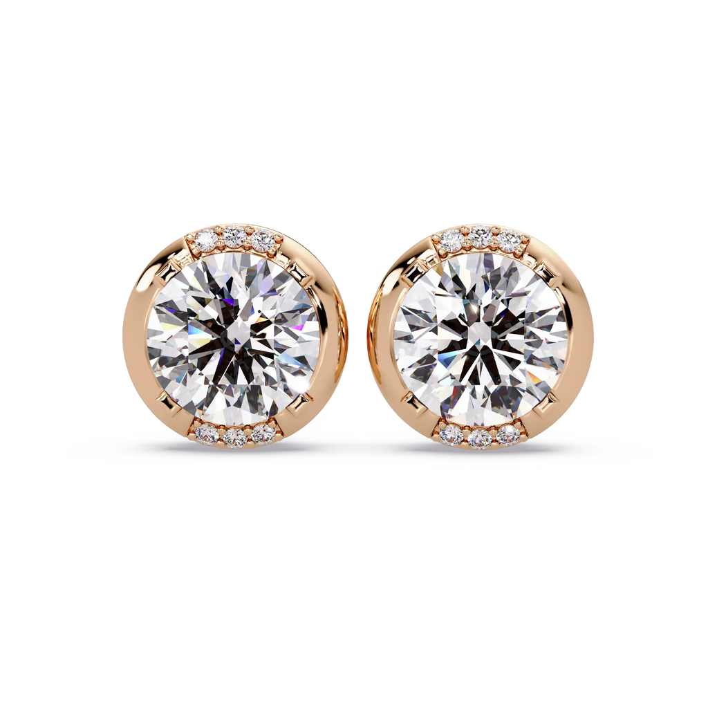 2.75 CT Bezel Set Round Lab Grown Diamond Earrings with Accents