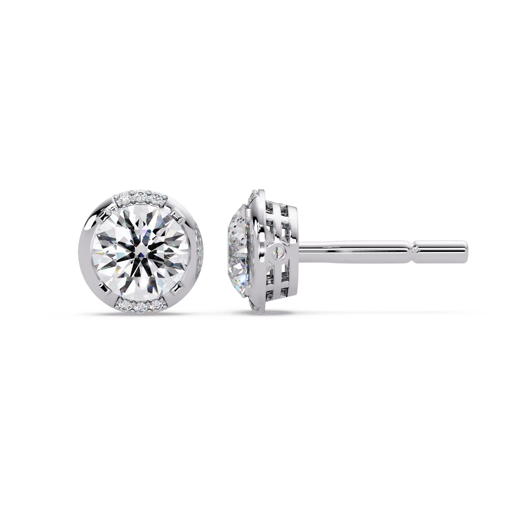 2.75 CT Bezel Set Round Lab Grown Diamond Earrings with Accents