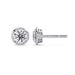 2.75 CT Bezel Set Round Lab Grown Diamond Earrings with Accents
