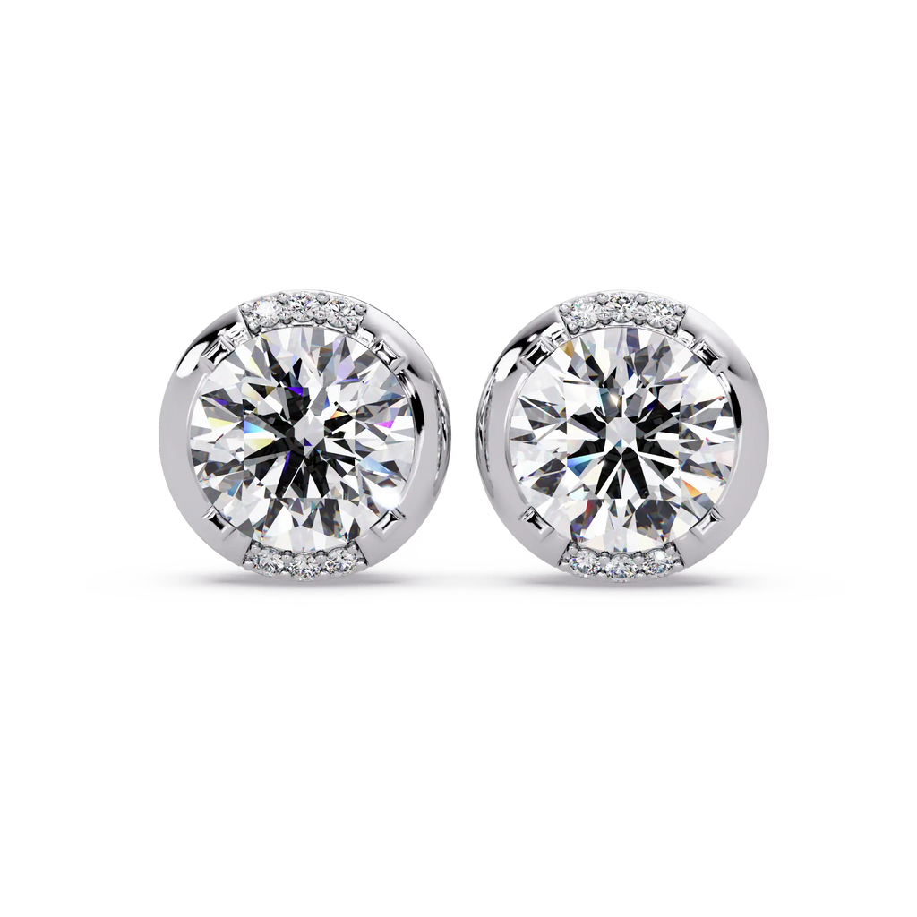 2.75 CT Bezel Set Round Lab Grown Diamond Earrings with Accents