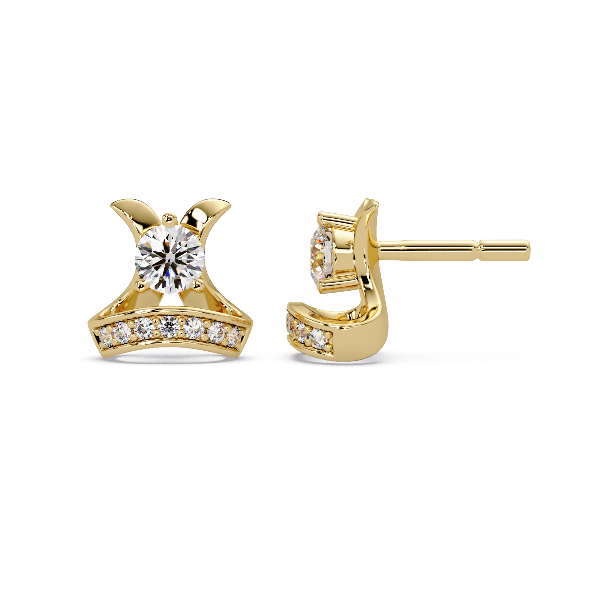 1.00 CT Designer Lab Grown Diamond Earrings with Pave Accents