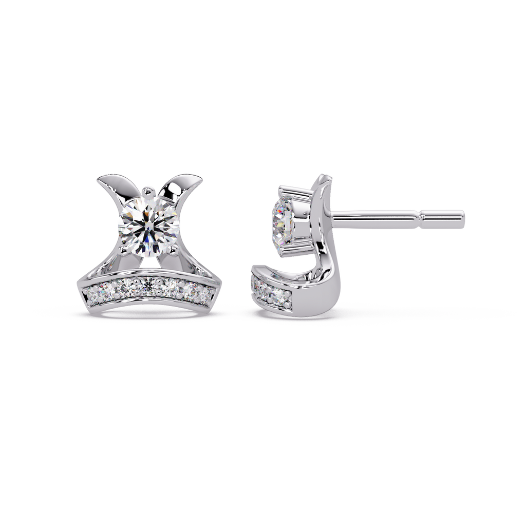 1.00 CT Designer Lab Grown Diamond Earrings with Pave Accents