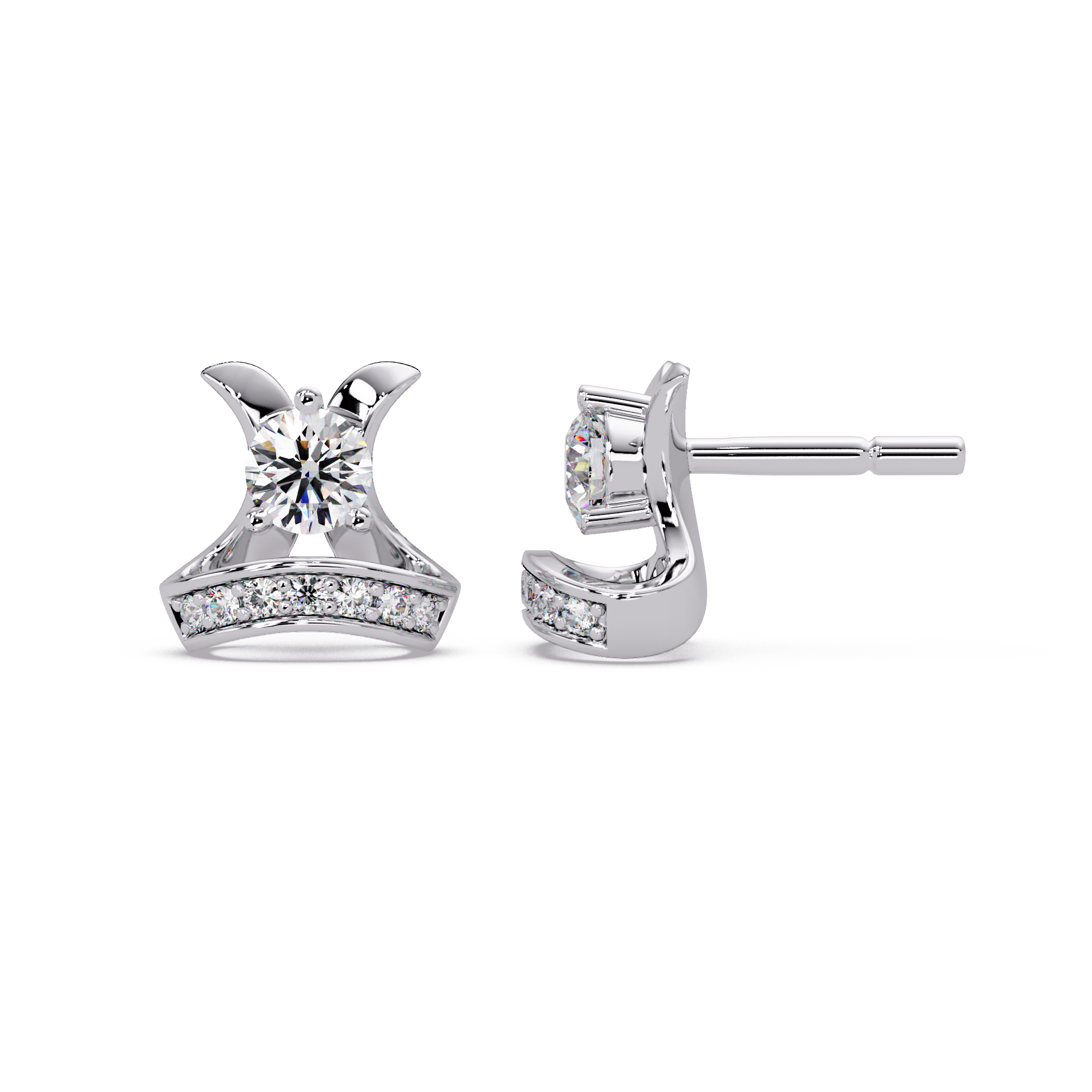 1.00 CT Designer Lab Grown Diamond Earrings with Pave Accents