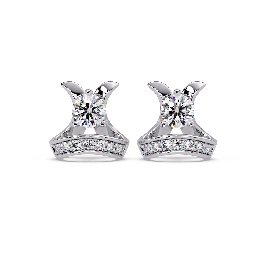 1.00 CT Designer Lab Grown Diamond Earrings with Pave Accents