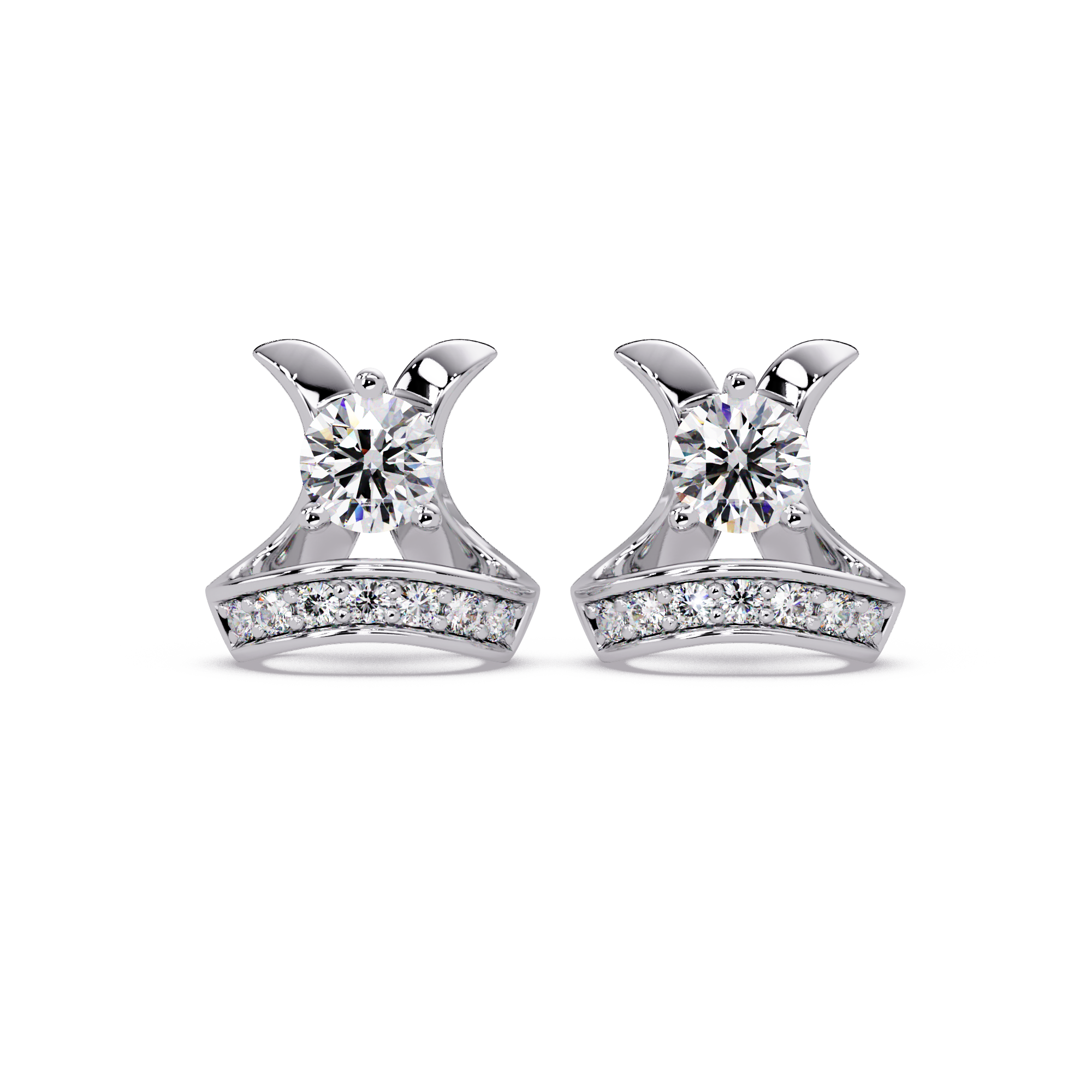 1.00 CT Designer Lab Grown Diamond Earrings with Pave Accents