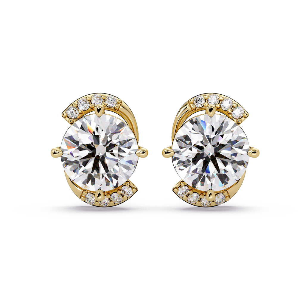 2.00 CT Round Cut Lab Grown Diamond Earrings with Accent Halo