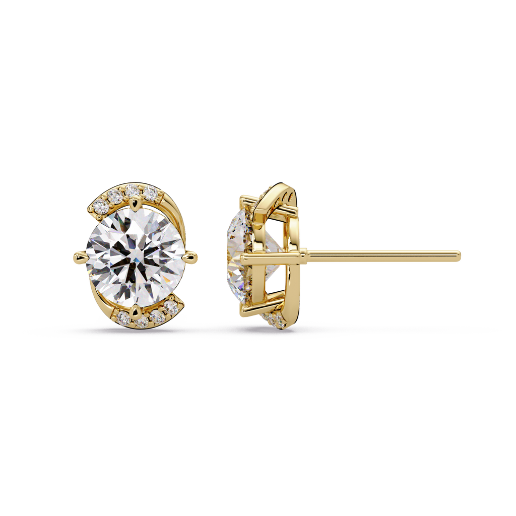 2.00 CT Round Cut Lab Grown Diamond Earrings with Accent Halo