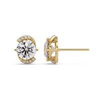 2.00 CT Round Cut Lab Grown Diamond Earrings with Accent Halo