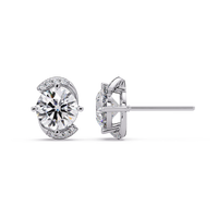 2.00 CT Round Cut Lab Grown Diamond Earrings with Accent Halo