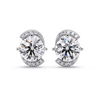 2.00 CT Round Cut Lab Grown Diamond Earrings with Accent Halo