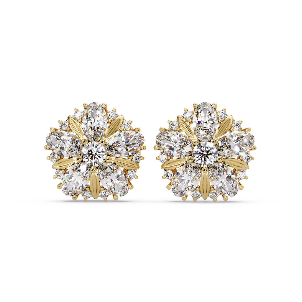 3.00 CT Floral Cluster Lab Grown Diamond Earrings