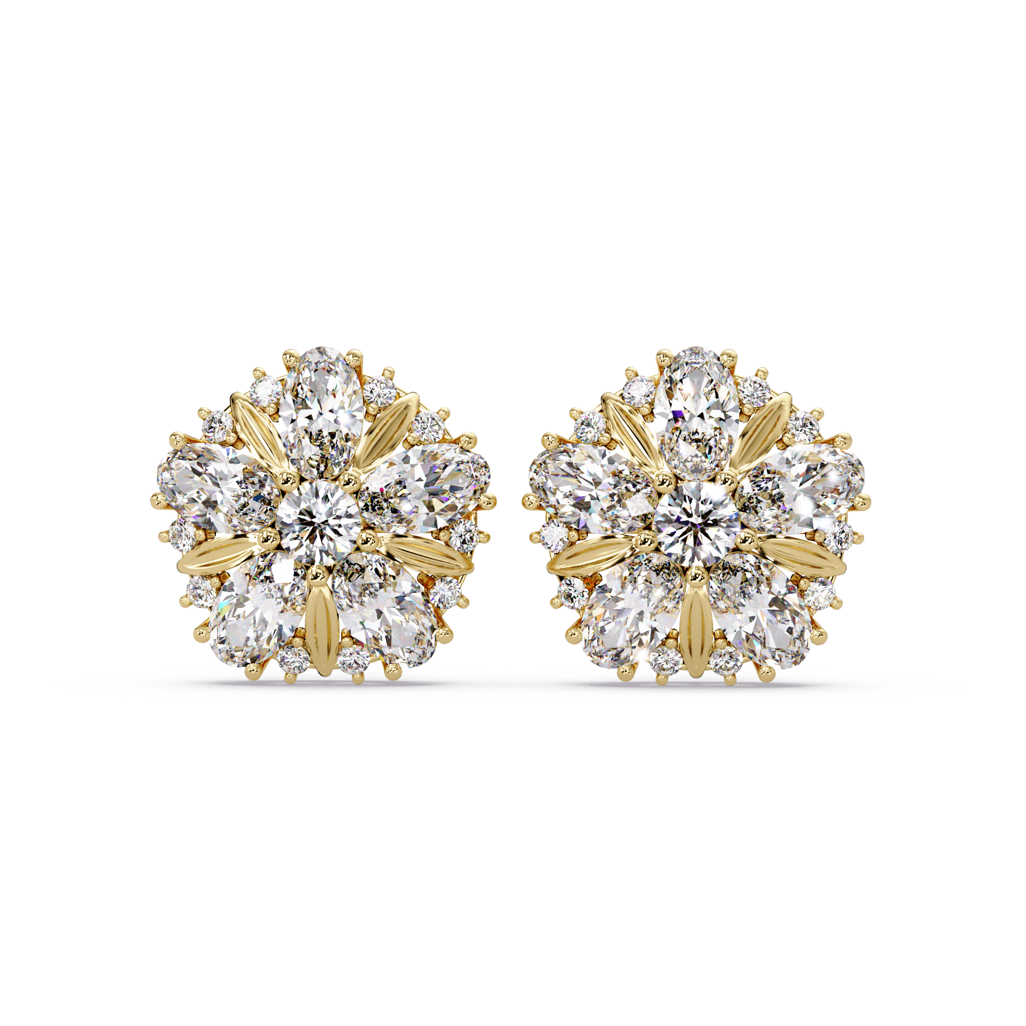 3.00 CT Floral Cluster Lab Grown Diamond Earrings