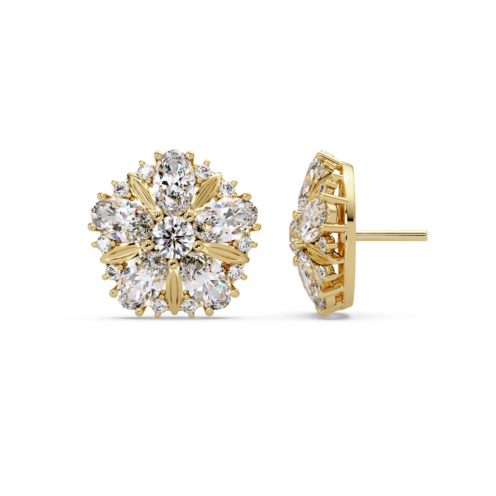 3.00 CT Floral Cluster Lab Grown Diamond Earrings