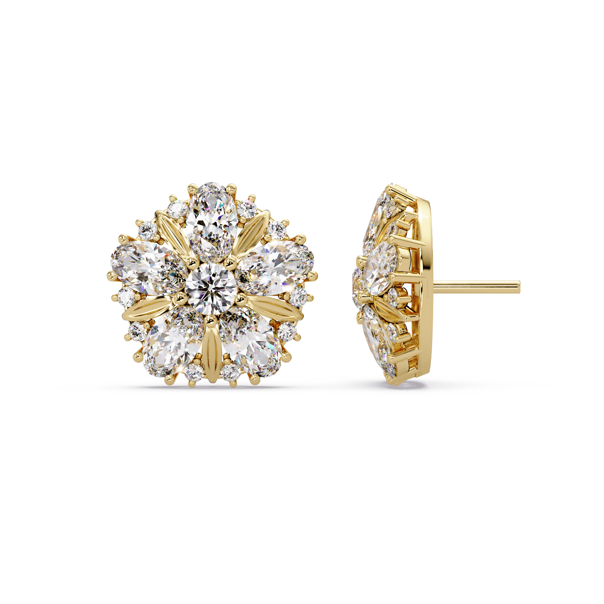 3.00 CT Floral Cluster Lab Grown Diamond Earrings