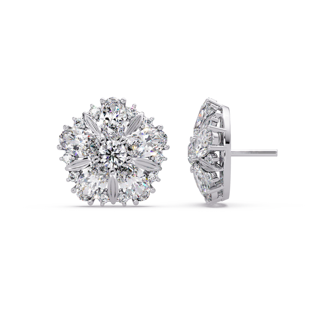 3.00 CT Floral Cluster Lab Grown Diamond Earrings